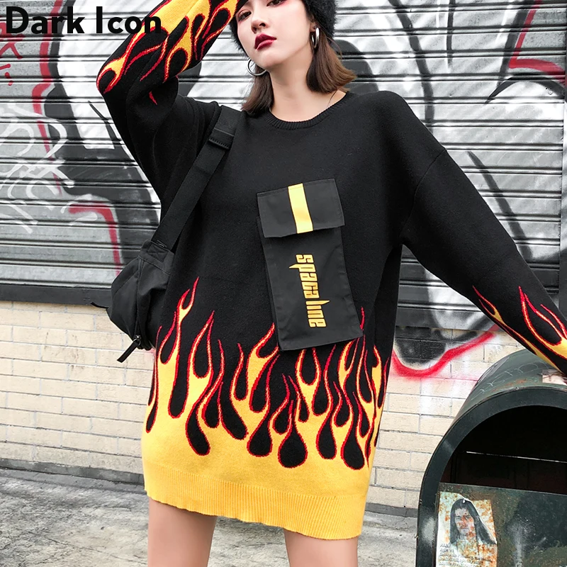 Flame Sweater Women 2021 Autumn Winter 