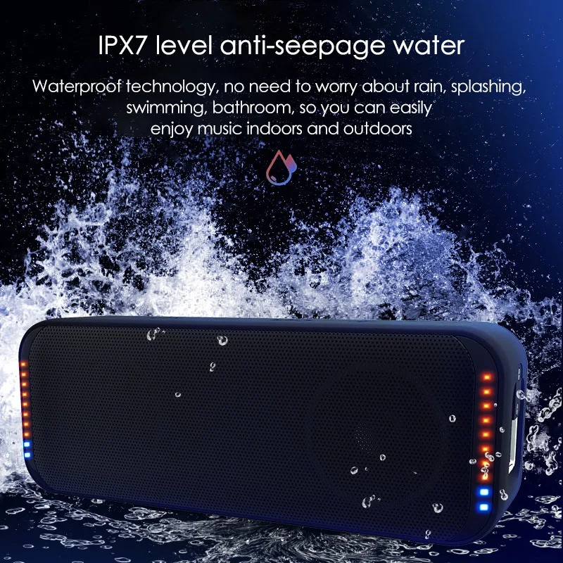 IPX7 Waterproof Bluetooth Speaker 10W HiFi Strong BassSound Musical Rhythm Lamp Portable Speakers |
