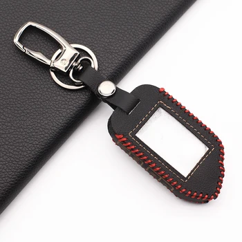 

99% Praise Two Way LCD Remote Leather Key Fob Case For Sher-khan Mobicar A Mobicar B Russian Version 2 Way Car Alarm System