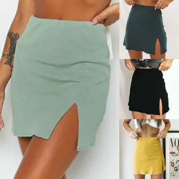 

2020 New Fashion Womens High Waisted Plain Skirts Hot Summer Casual Bodycon Pencil Mini Skirt