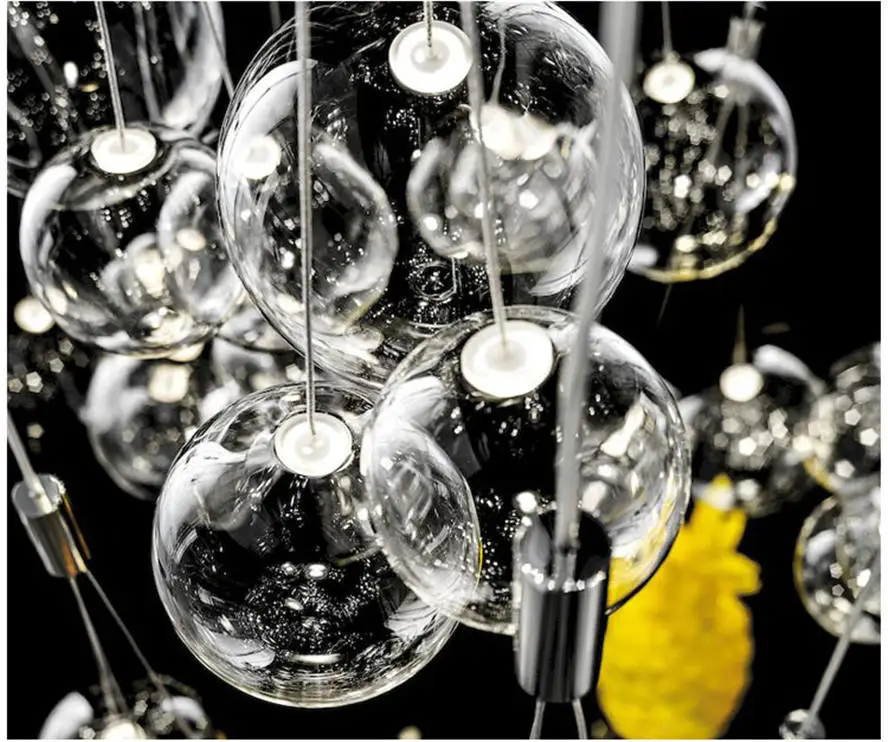 postmodern designer 3 heads colored glass pendant lights for villa living room art deco bar Senior club suspension led luminaire