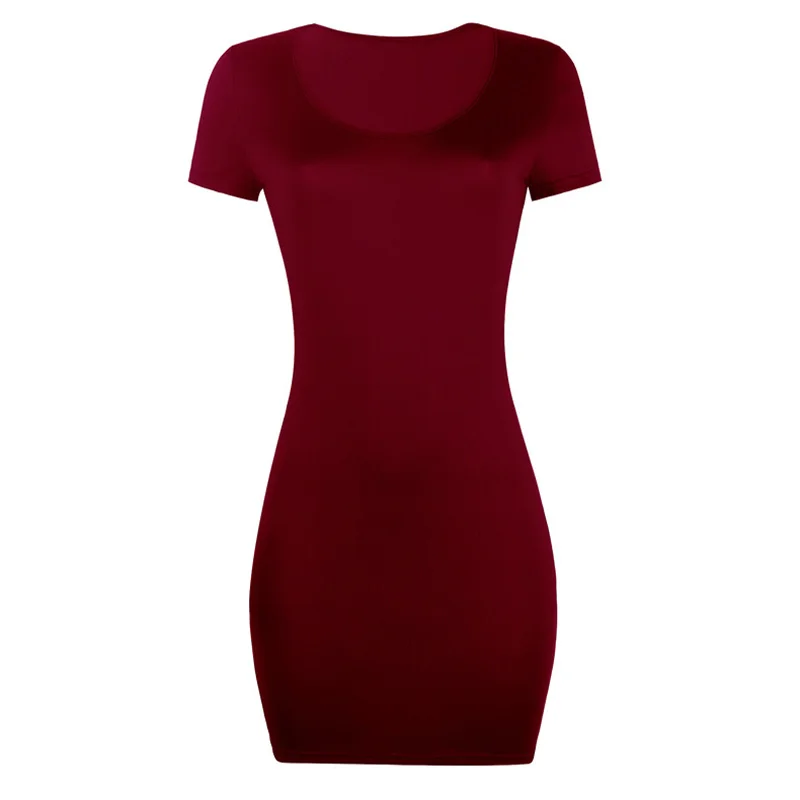 Womens Dress Vestido Short Sleeve Slim Bodycon Dress Tunic Crew Neck Casual Pencil Dress New Arrival