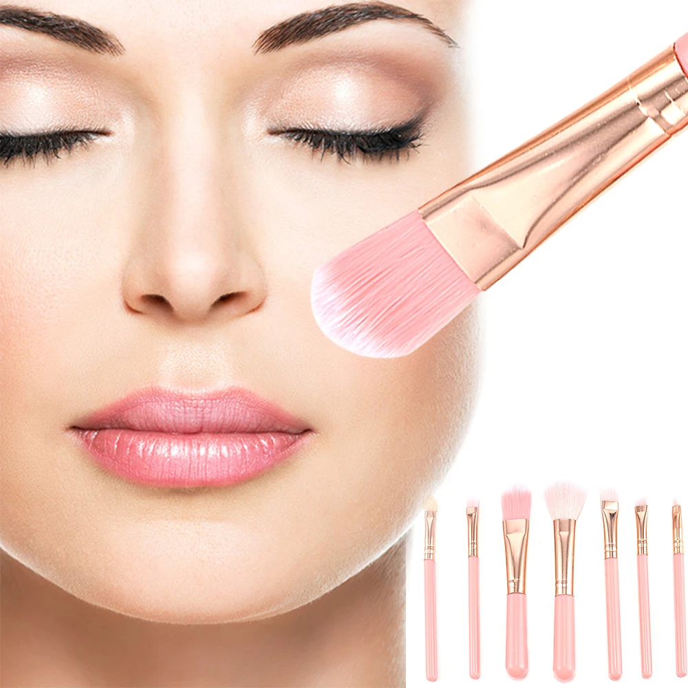 

Makeup Brushes Set Face Cosmetic Eye Shadow Blush Brush Make Up Brush Shadow Foundation Blush Oblique eyebrow brush Tool 7Pcs