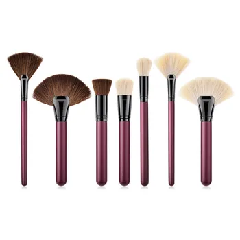 

7PCS Makeup Brushes set Claret Wooden Handle Soft Synthetic Hair Blush Powder Foundation Blending Brush Set Kit T07055