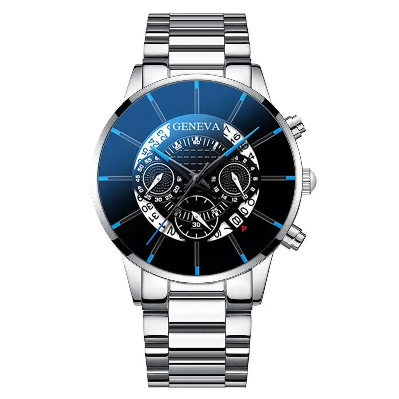 Geneva Brand New Men's Quartz Watch European And American New Design Fashion Casual Stainless Steel Calendar Men's Watch 