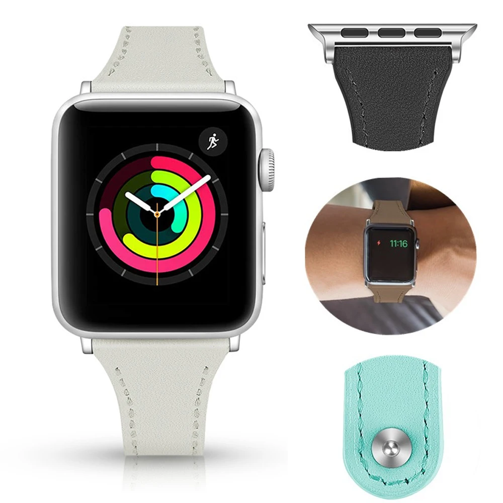 

Genuine Leather Strap for Apple Watch 44mm 40mm 42mm 38mm Smart Watch Bracelet Bands for iWatch Series 5 4 3 2 1 Strap Accessory