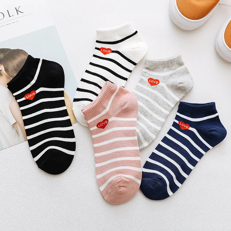 Moda Mulaya, 5 пара/лот, летние женские короткие носки, Harajuku, женские хлопковые носки, корейские милые Kwaii, забавные женские носки, подарок для женщин