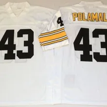 Мужская футболка с вышитым логотипом Troy Polamalu 43 black high school FOOTBALL