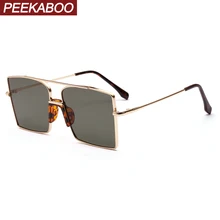 Peekaboo, металлические Квадратные Солнцезащитные очки, мужские, негабаритные, желтые, зеленые, розовые, ретро очки, большие Винтажные Солнцезащитные очки для женщин, золотые