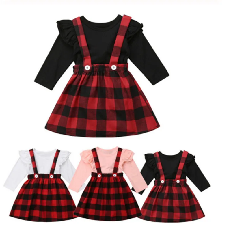 0 4years Baby Girl Clothes Suits Princess Christmas Kids Girls Outfits Fall Winter T Shirt Overalls