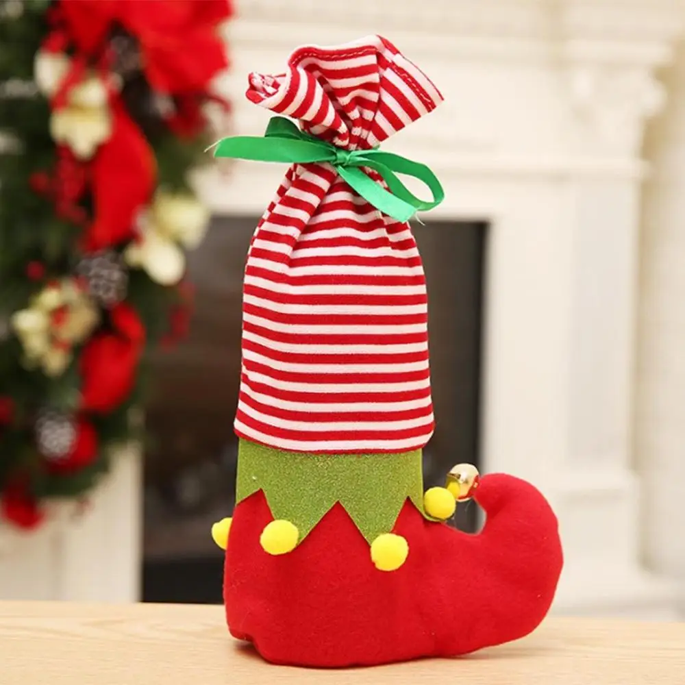 RED Red Wine Bottle Cover Christmas Decoration Bags Home Party Santa Claus#3O16 - Color: RED