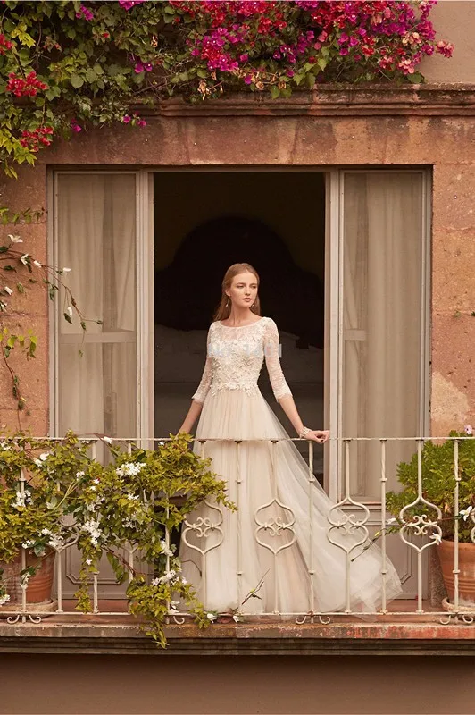 Robe De Mariage Винтаж богемные с подвесками с длинным рукавом Струящееся шифоновое романтичное Vestido De брак платья для матери невесты