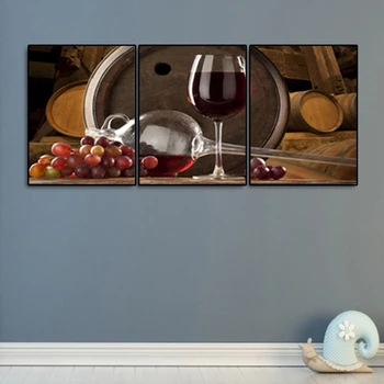 

Canvas Art Oil Painting Red Wine and Grape Food Art Poster Picture Wall Decor Modern Home Decoration For Living room Office