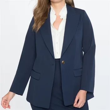 

Spring Plus Size Fashion Loose Solid Color Single Button Long Sleeve 3XL-7XL Large Size Navy Overweight Woman Casual Blazers
