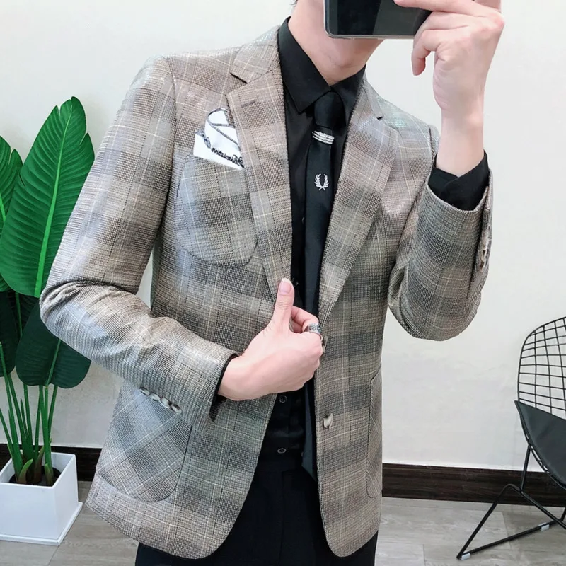 Блейзеры Para Hombre Traje De Boda мужские костюмы дизайнерский клетчатый костюм смокинг платье для жениха Ternos Masculino свадебные костюмы для мужчин
