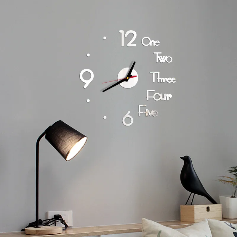 Letter Number Diy Digital Wall Clock 3d Mirror Surface Sticker Silent Clock Home Office Decor Wall Clock For Bedroom Office