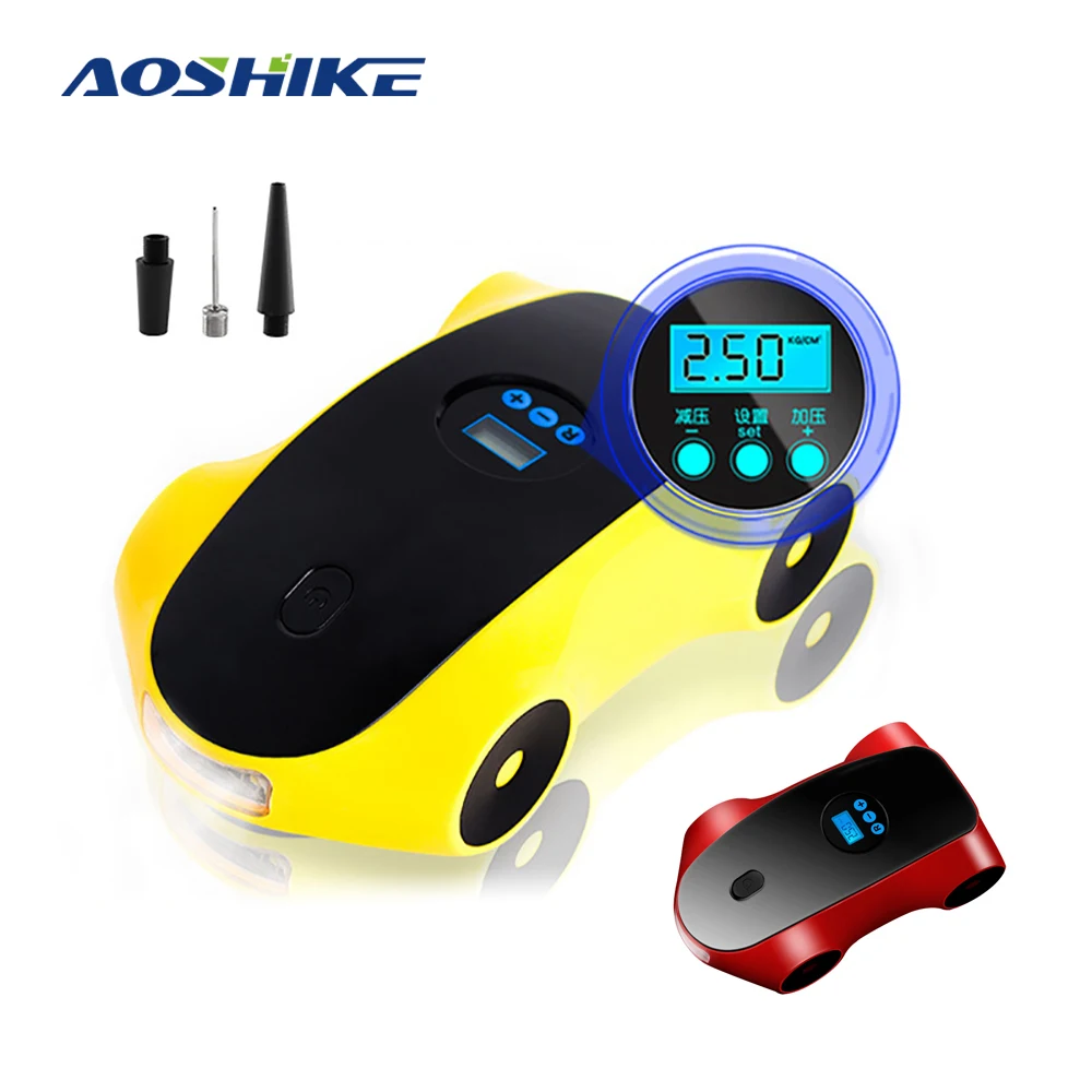 

AOSHIKE 2019 New 120W Portable LED Lighting Tire Pressure Inflatable Pump 12V Air Compressor Digital Display Car Tyre Inflator