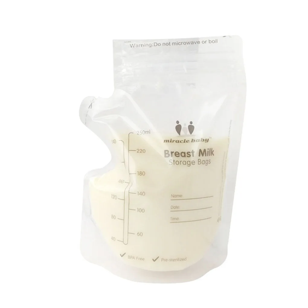 

30pcs/60pcs/120pcs Breast Milk Storage Freezing Bag Baby Liquid Food Container Pouch 250ml Transparent