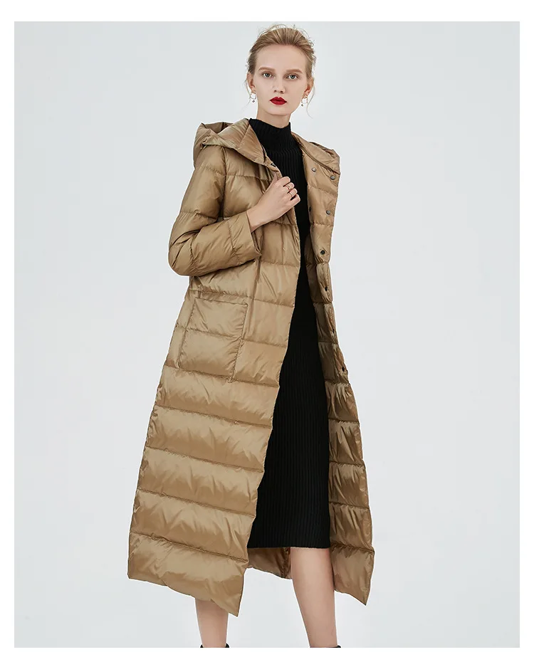 Зима, стиль, пуховик с завязками на талии, большой размер, плотное теплое пальто с капюшоном, Женская длинная однотонная модная куртка