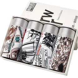 4pcs/lot New Boxers ModaL Men's Underwear Breathable Man Panties Comfortable Fashion Male Print Middle-waisted Men Underpants