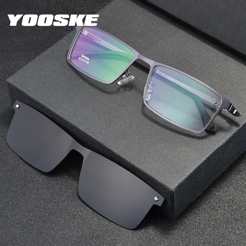 Магнитные поляризованные солнцезащитные очки YOOSKE мужские металлические деловые