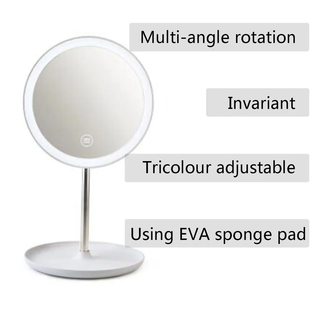 Практичная Мода Led заполняющее зеркало для макияжа с лампой с подсветкой круглый USB туалетный маленький зеркальный Рабочий стол одно зеркало