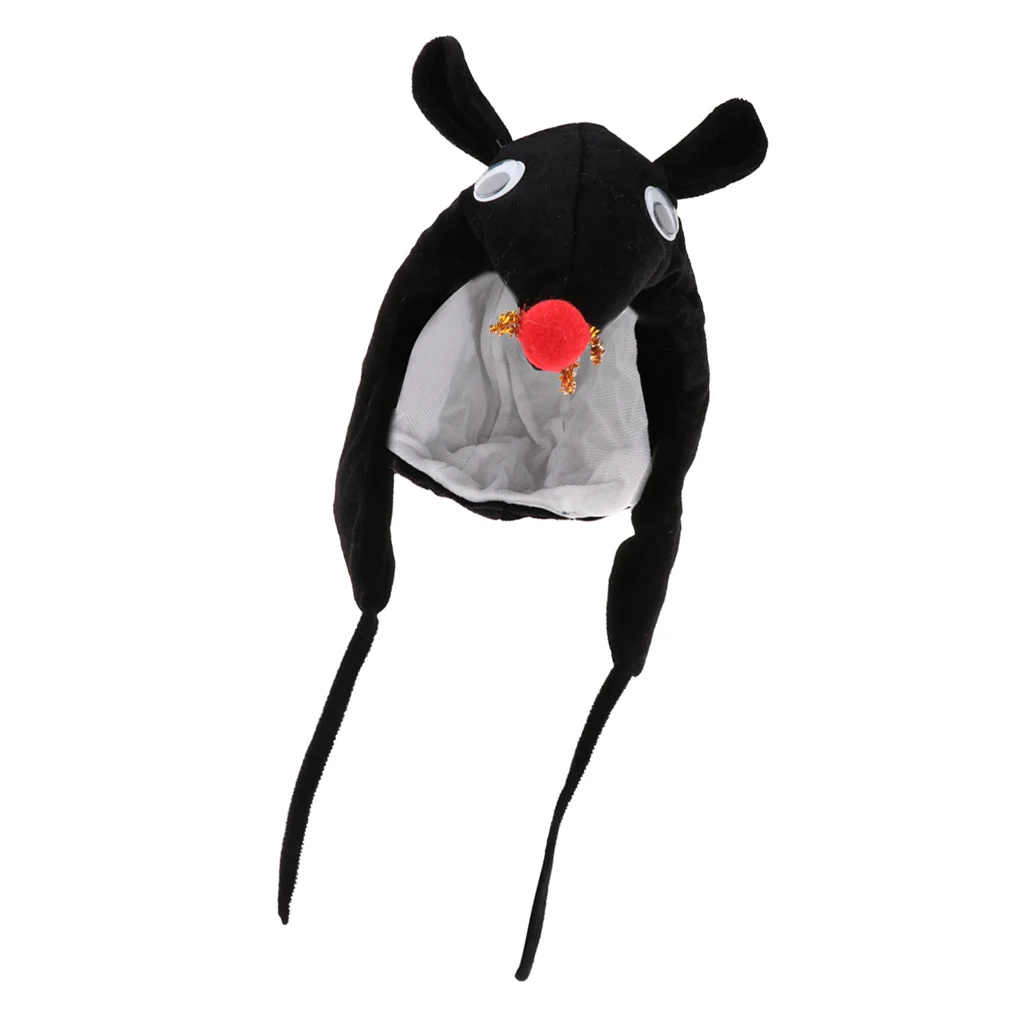 Забавная шапка в виде животного на Хэллоуин, костюм тигра, медведя, аксессуар для детей, взрослых, шапка Львенок, мышь, стиль, реквизит для косплея - Цвет: Black Rat