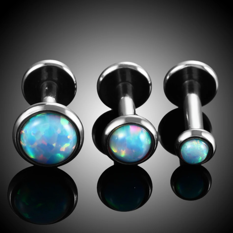 3Pcs/set Stainless Steel Internally Thread Opal Stone Labret Stud Lip Ring Ear Stud Helix Tragus Earring Body Piercing Jewelry piercing jewelry body piercing earrings ear piercing jewelry ear studs metal jewelry body piercing jewelry body jewelry