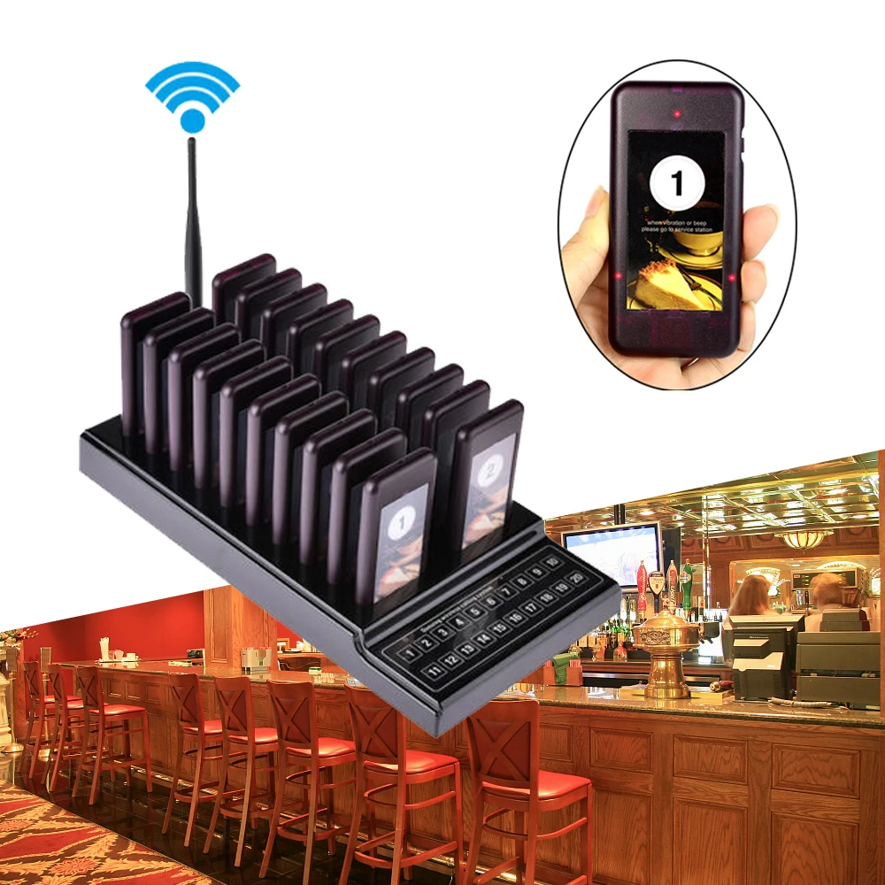 

restaurant pager wireless calling system 20 call button waiter pager for restaurant queue equipment for cafe restaurante queuing