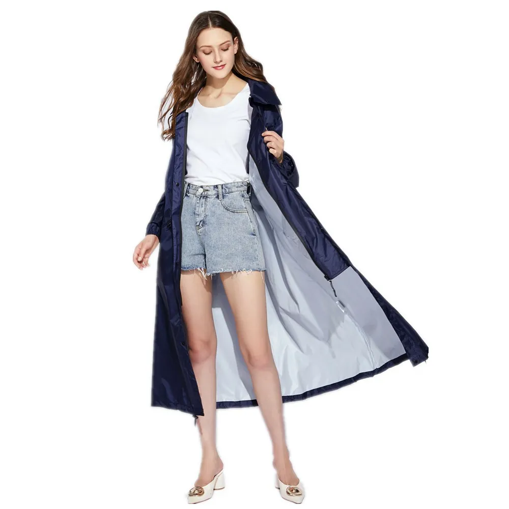 Men Women Long Rain Coat Poncho Waterproof Windproof Biker Rainwear