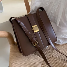 Винтажные одноцветные маленькие квадратные сумки через плечо для женщин, дизайнерские сумки на плечо с замком, роскошные женские Сумки из искусственной кожи, новинка