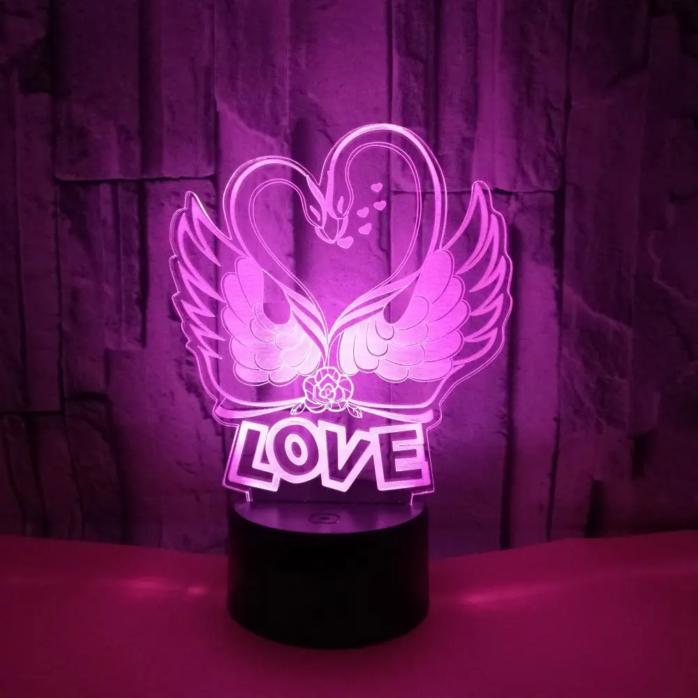

Foreign Trade New Style Swan LOVE 3D Lamp Colorful Touch Control LED Visual Lamp Gift Decoration Atmosphere Small Table Lamp
