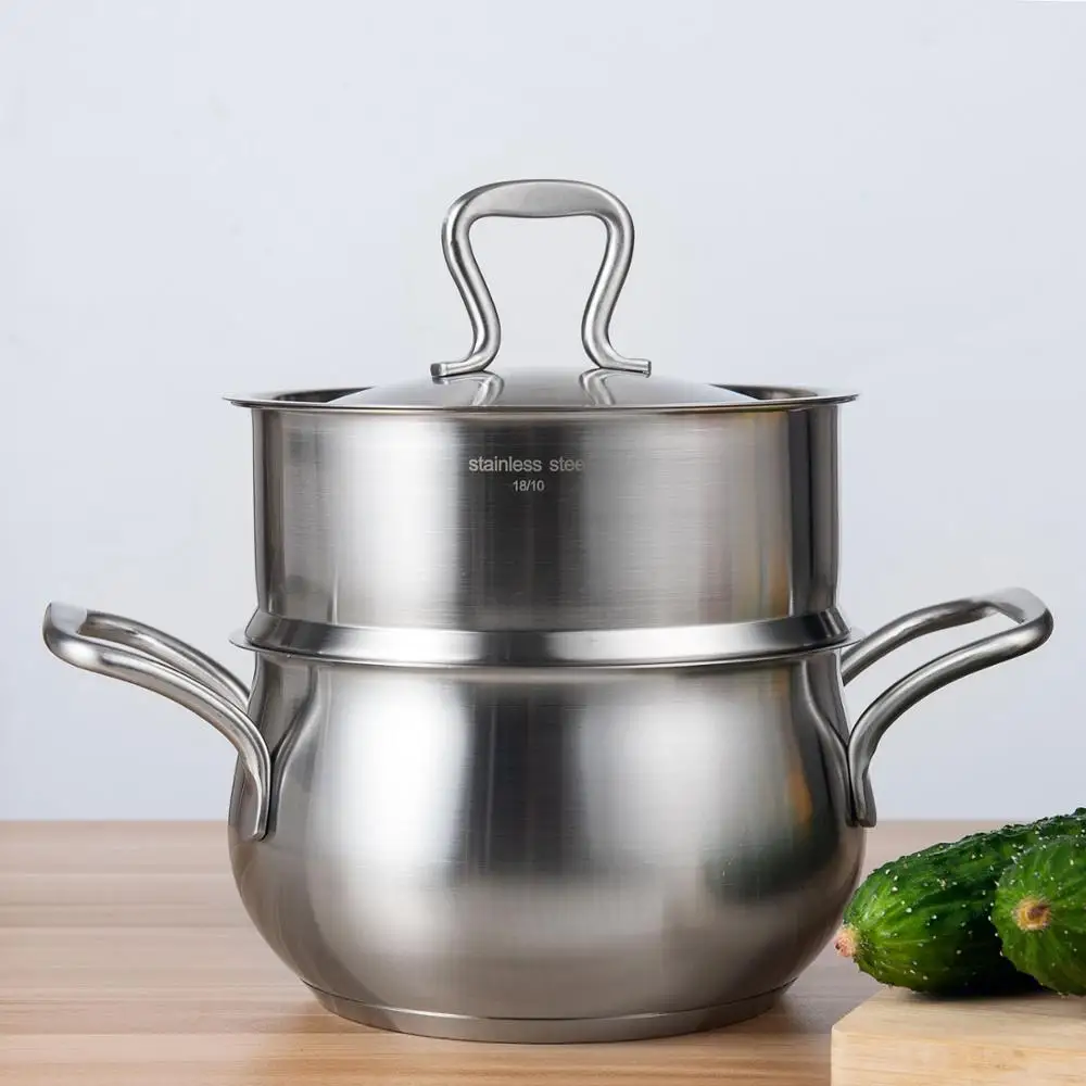 16cm Pan steamer 18/10 кастрюля из нержавеющей стали, пароварка, Кастрюля со спуском пара, антипригарная Кастрюля, кухонный инструмент для приготовления пищи, кухонная посуда, плита, пельмень, еда 16 см(" - Цвет: 16cm Pan steamer