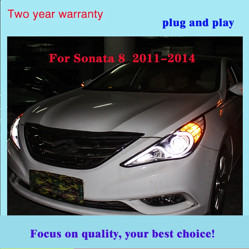 Автомобильный Стайлинг головы leam для hyundai Sonata фары 2011- Sonata 8 светодиодный фары DRL Bi Xenon объектив Высокий Низкий луч парковка