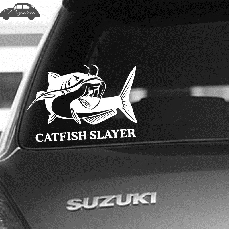Fish Catfish Slayer Hunter Decal Angling Tackle Shop Hollow Sticker Fishing Boat Car Window Vinyl Funny Poster | Дом и сад