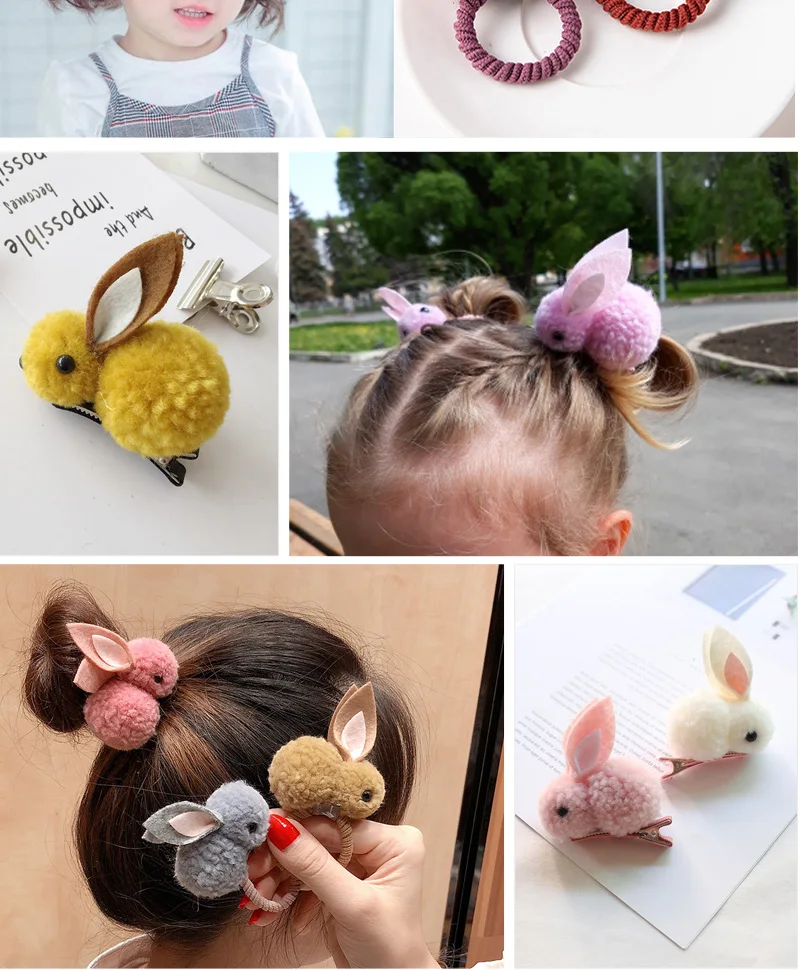 Корейский милый кролик мяч волос кольцо клип женский галстук Tope эластичные резинки для волос шпильки головные уборы детские аксессуары украшения для волос