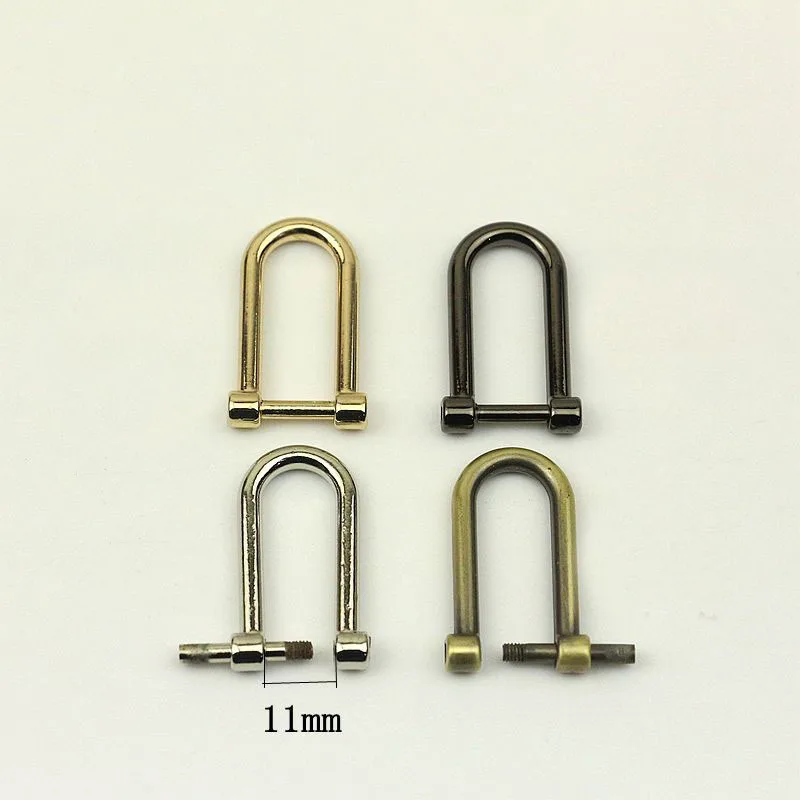 20pcs 11mm Tall Detachable Screw Buckles D Ring Welded Dee Rings DIY Leather Webbing Strap Bags gold metal Hardware Accessories