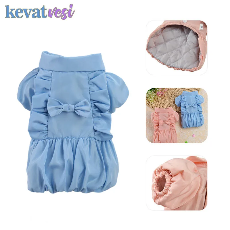 

Thicken Dog Clothes Warm Dog Coat Hoodies with Bowknot Puff Sleeve Dog Jacket Winter Puppy Clothing Chihuahua Dogs Accessoires