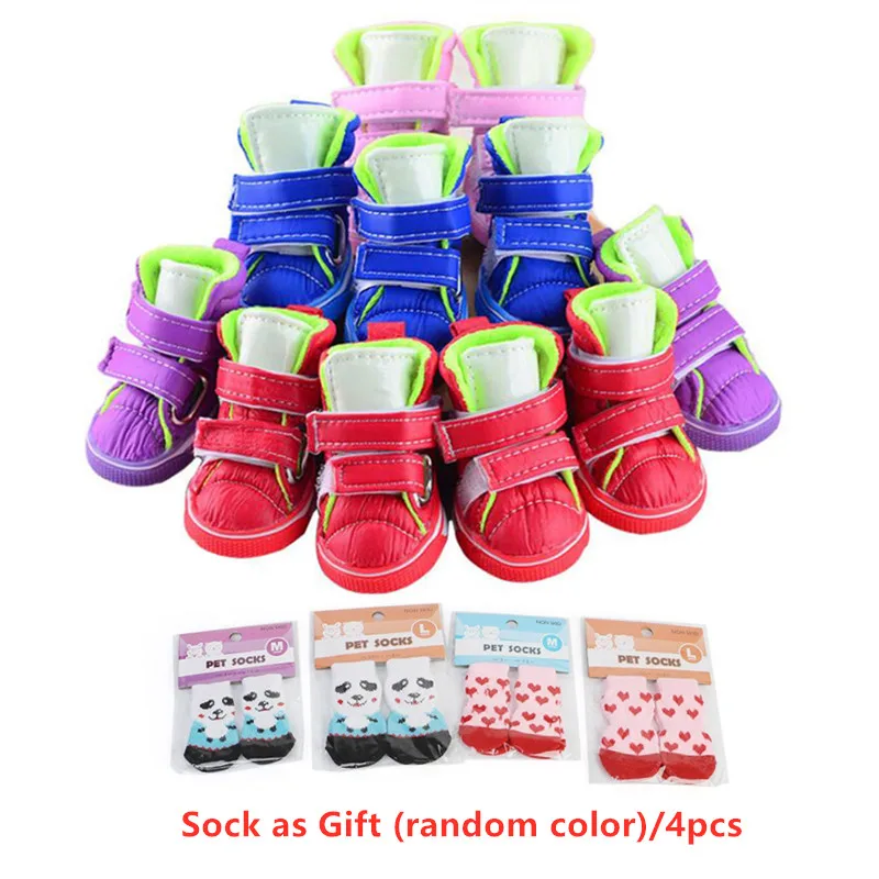 

New 4pcs/set Waterproof Dog Boots Pet Puppy Anti-slip Shoes Winter PU Snow Boot For Small Dogs Chihuahua Casual Sneaker