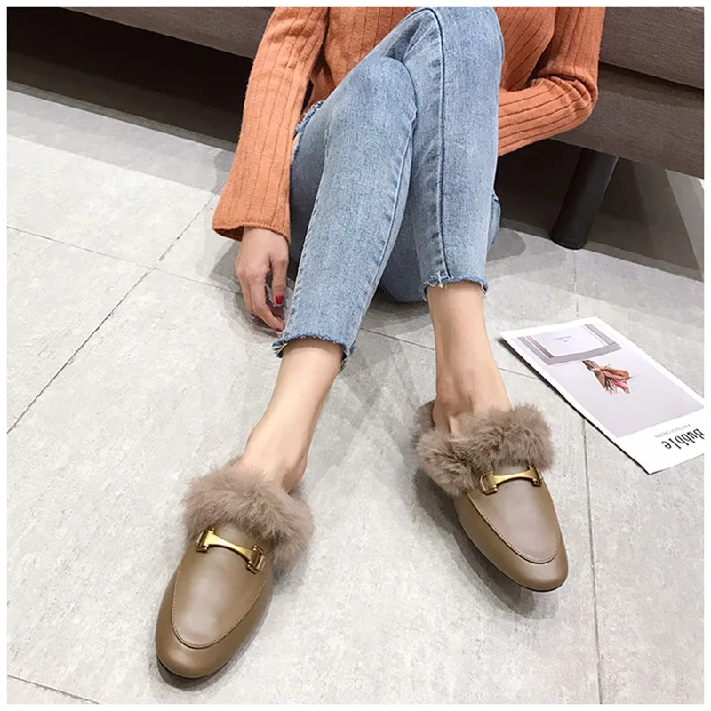 khaki 2 BONJEAN; женские шлепанцы на плоской подошве; шлепанцы без шнуровки; фирменные дизайнерские туфли; коллекция года; модные роскошные шлепанцы без задника с Т-образным ремешком и заклепками; Лоферы без задника - Цвет: khaki 2