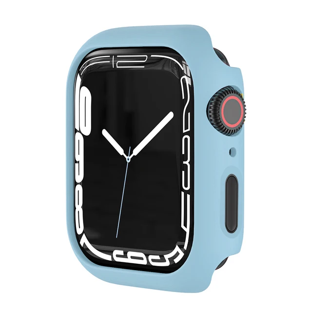 Protective Cover for Apple Watch 7 321 41mm 45mm 42mm 38mm Hard PC Bumper Matte Case Frame Compatible iWatch Se 654 44mm 40mm Light  Blue