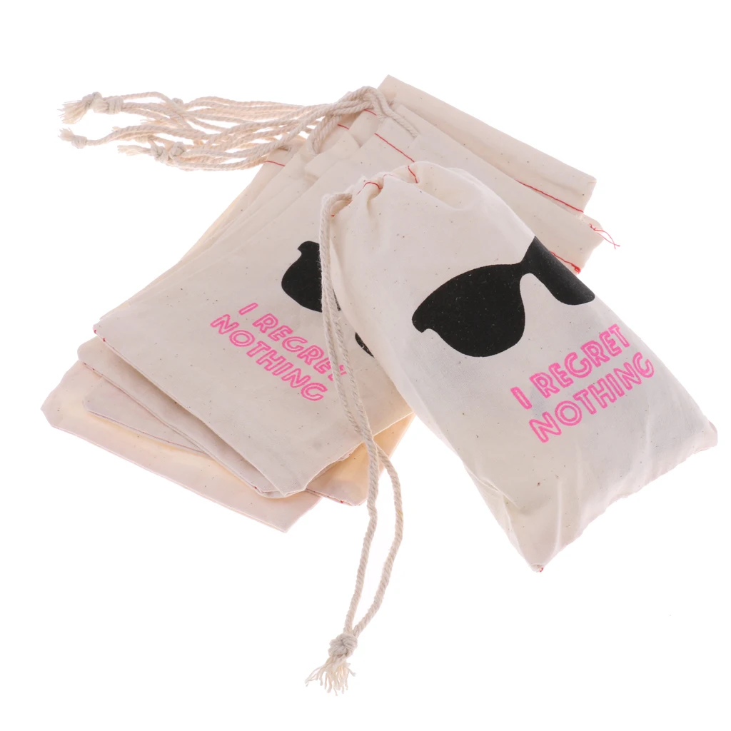 100/Pack I Regret Nothing Hangover Kit Bachelorette Party Favors Gift Bags Wedding Cotton Muslin Welcome Favors Bags