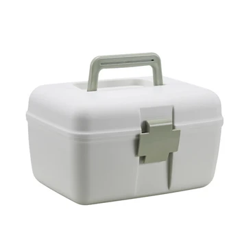 

2 Tiers Household Medicine Box First Aid Kit Portable Storage Box - Nordic Green