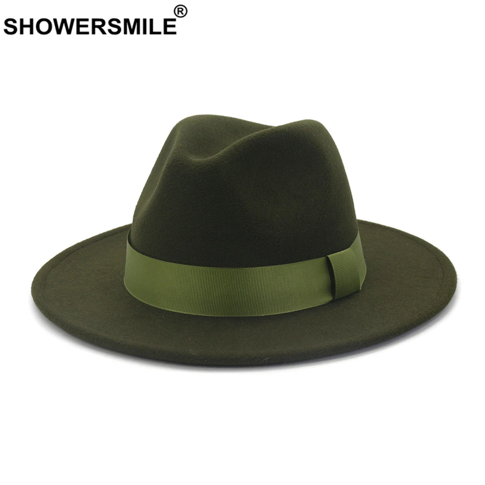 Шляпа SHOWERSMILE для мужчин и женщин фетровая Федора из шерсти с широкими полями в