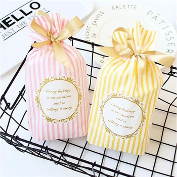 

20PCS small plastic bags for gifts birthday wedding favors gift bags candy chocolate sweet gift bag with ribbon cookies pink