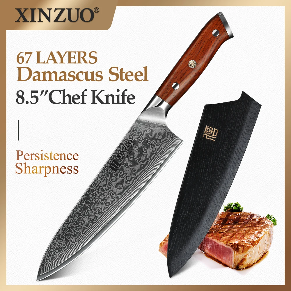 Нож шеф повара из дамасской стали 8 5 дюйма 60 HRC|damascus kitchen knife|japanese steel chef kniveschef knife |