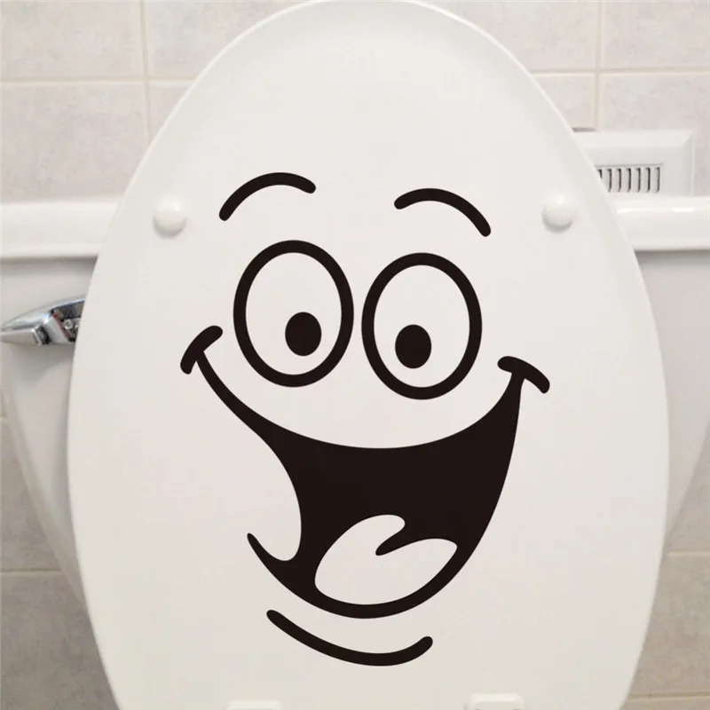 Забавная улыбка Наклейка на стену для ванной комнаты s туалет украшение для дома водонепроницаемые наклейки на стены для туалета декоративный плакат домашний декор - Цвет: 1