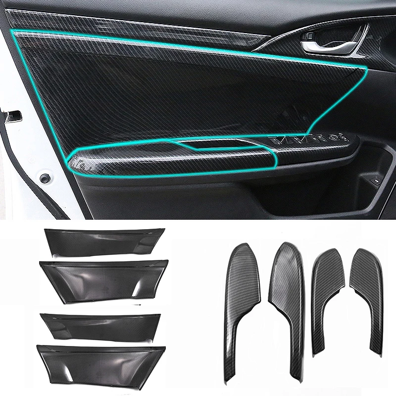 Накладка на подлокотник двери для Honda Civic Защитная панель на подлокотник с защитой от царапин - Название цвета: black 1