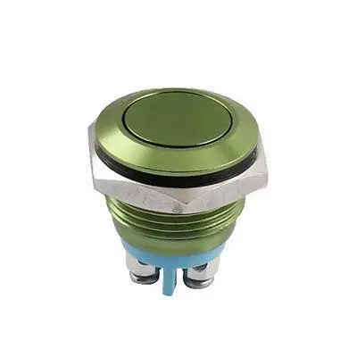 

AC 250V 3A 16mm SPST NO 2 Screw Terminal Momentary Green Metal Pushbutton Switch