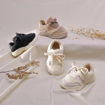 

2019 autumn winter new soft bottom casual shoes non-slip children's shoes comfortable board shoes plus velvet children's shoes